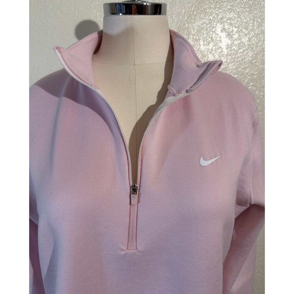 Nike Pro Dri Fit Long Sleeve Ski Quarter Zip Fleece Pullover Light Pink Large